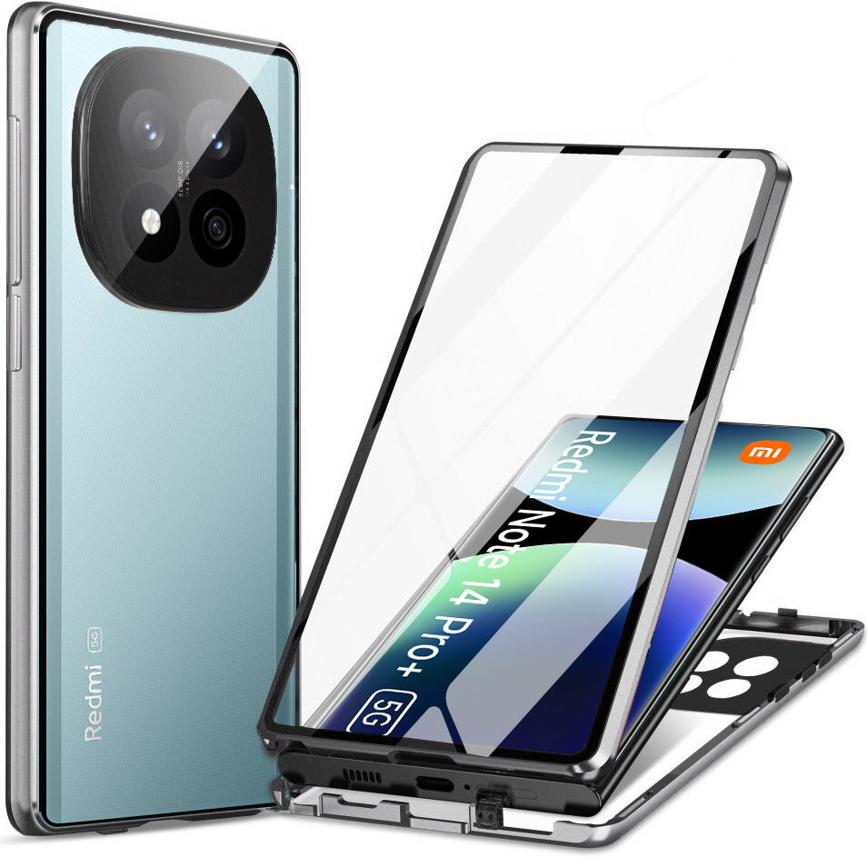 Schutzhülle Für Xiaomi Redmi Note 14 Pro+ 5g, Magnetisches Dualglas, Silber