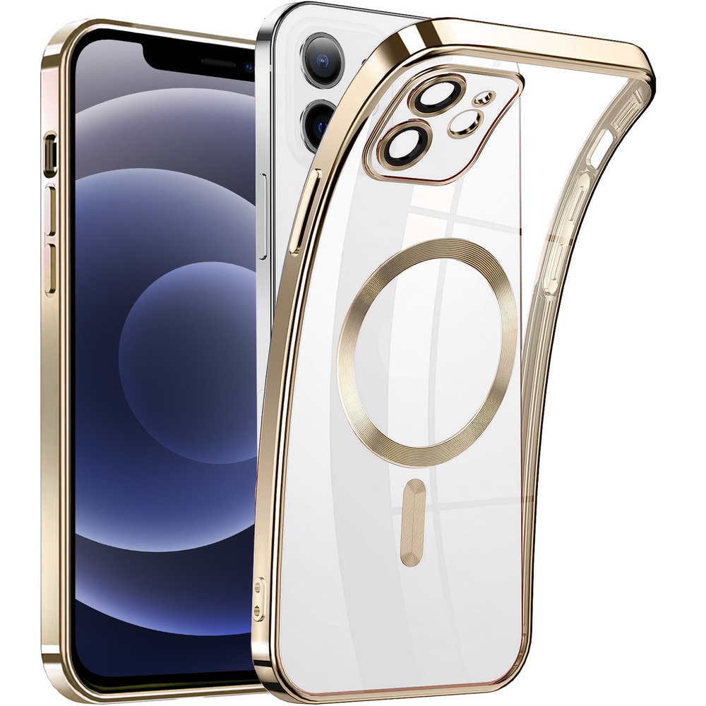 Iphone 12 Hülle, Electro Magsafe, Gold + Displayschutzfolie