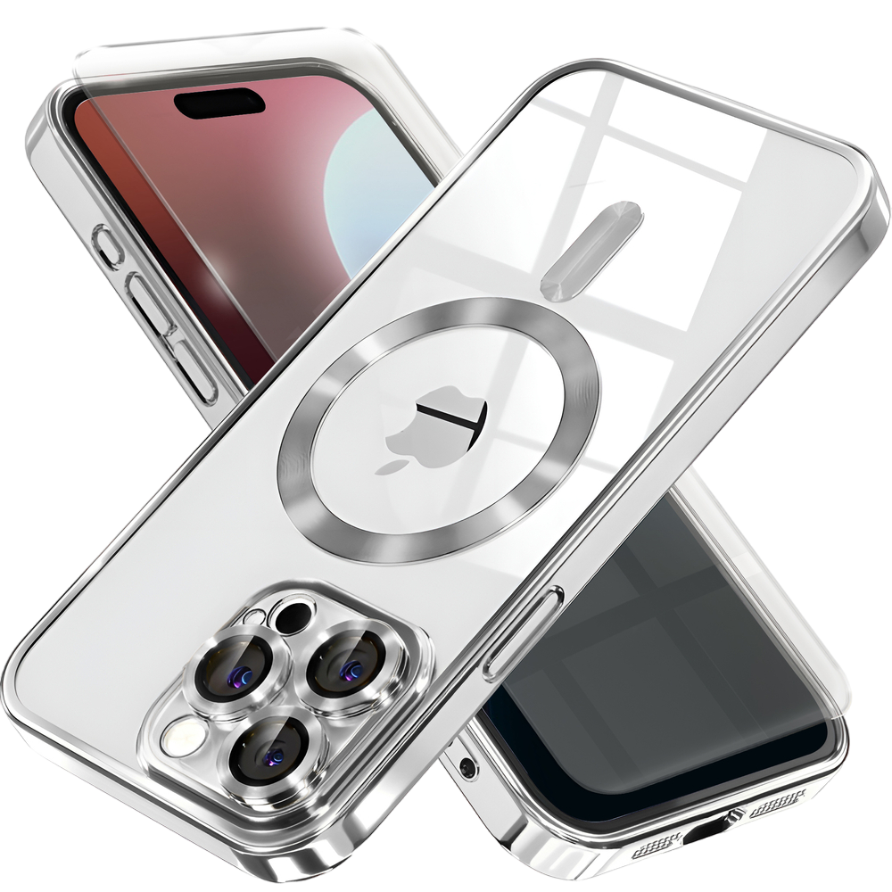 Iphone 16 Pro Hülle, Electro Magsafe, Silber + Displayschutzfolie