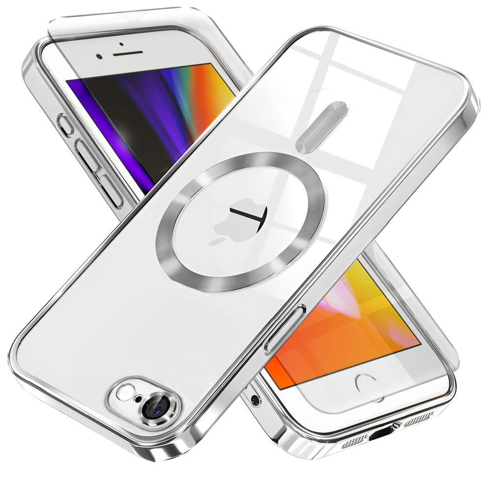 Hülle Für Iphone 7/8/se 2020/se 2022, Electro Magsafe, Silber + Displayschutzfolie Aus Glas