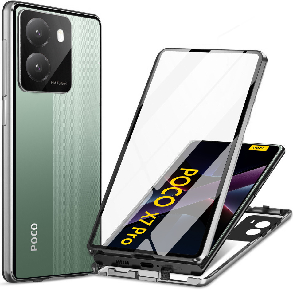 Schutzhülle Für Xiaomi Poco X7 Pro 5g, Magnetisches Dualglas, Silber
