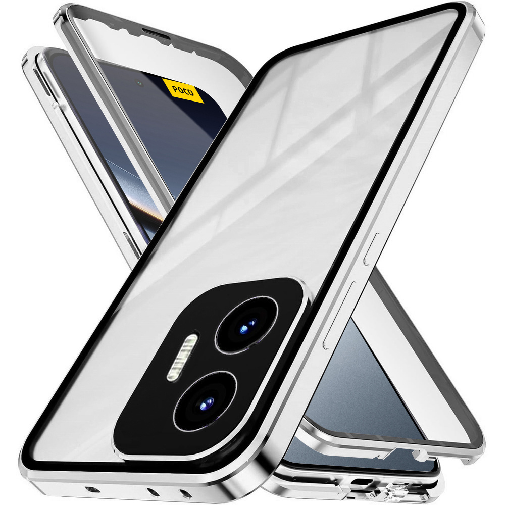 Schutzhülle Für Xiaomi Poco F7, Magnetisches Dualglas, Silber