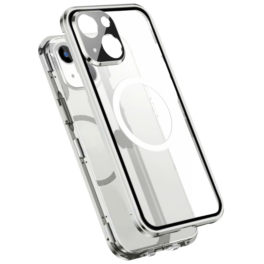 Magnetische Dual-glass-magsafe-hülle Für Iphone 14 Plus, Silber