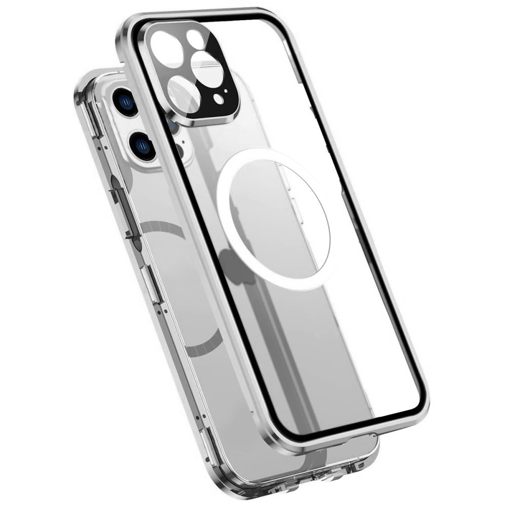 Magnetische Dual-glass-magsafe-hülle Für Iphone 13 Pro, Silber