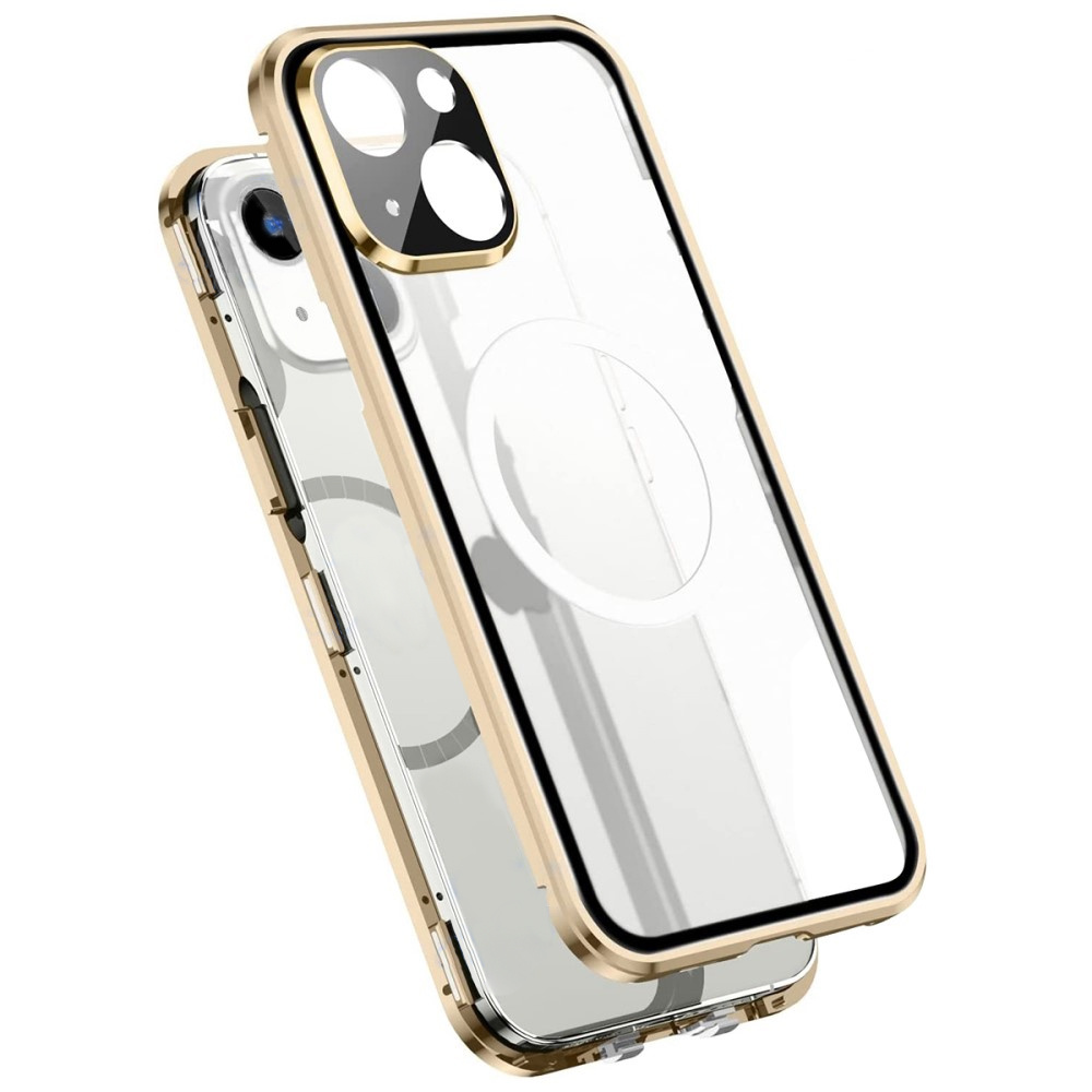 Magnetische Magsafe-hülle Mit Doppeltem Glas Für Iphone 14, Gold