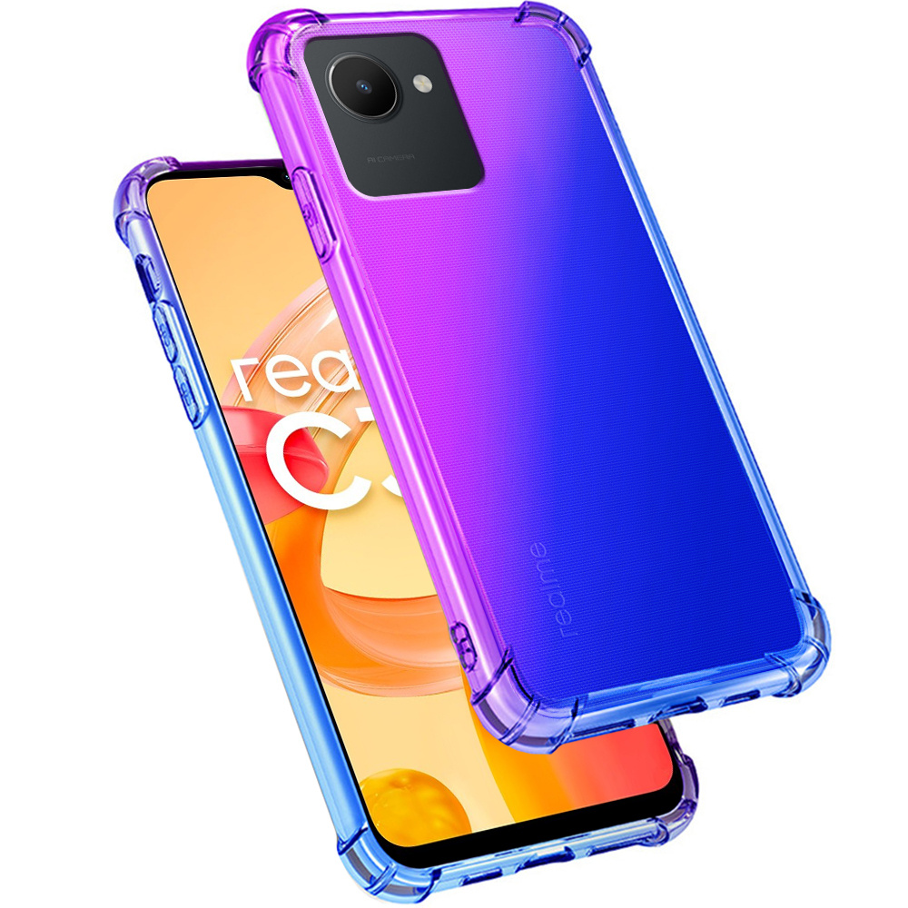 Fallfeste Schutzhülle Mit Farbverlauf Für Realme C30 / Narzo 50i Prime, Lila / Blau