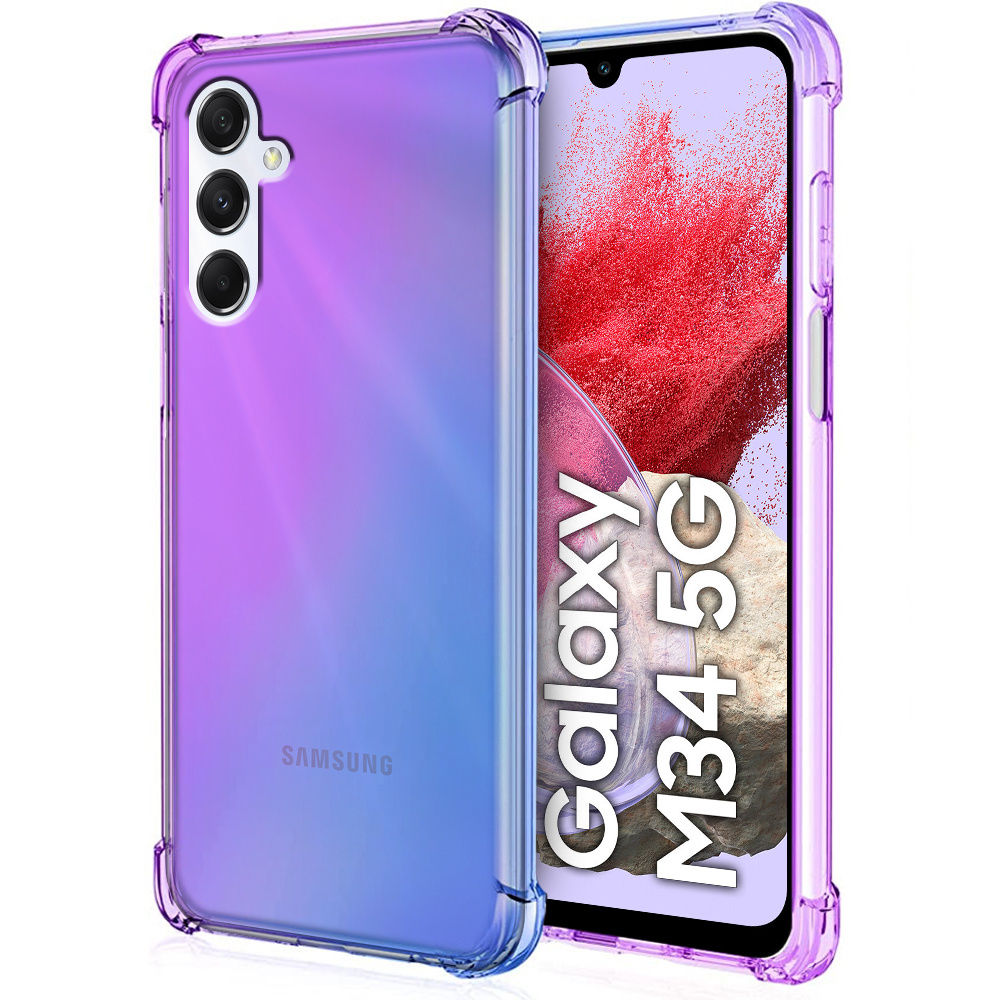 Fallfeste Schutzhülle Mit Farbverlauf Für Samsung Galaxy M34 5g, Lila/blau