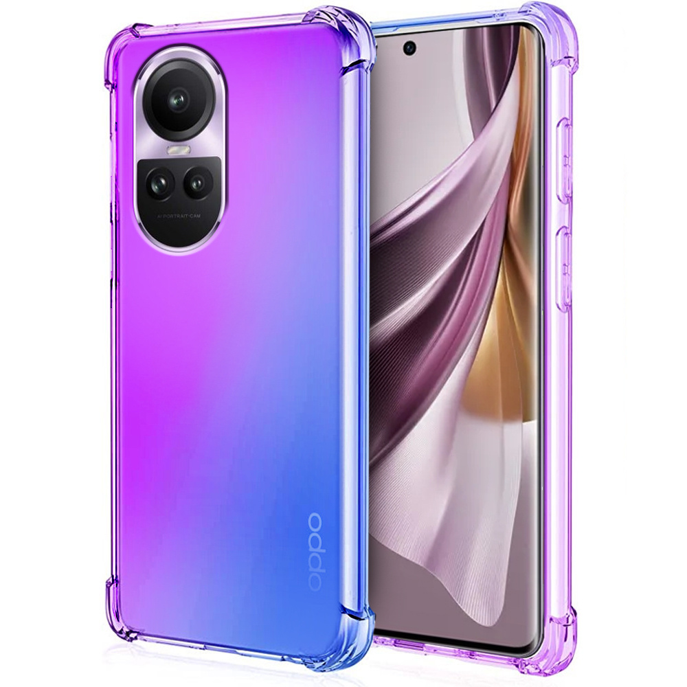 Fallfeste Schutzhülle Mit Farbverlauf Für Oppo Reno 10 / 10 Pro, Lila / Blau