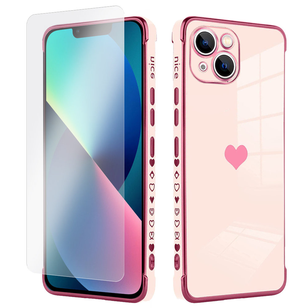 Schutzhüllen-set Für Apple Iphone 13, Electro Heart, Roségold + Glas