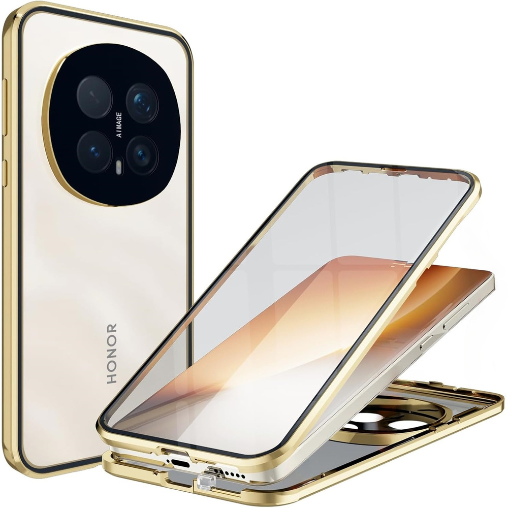 Honor Magic 8 Pro Hülle, Magnetisches Dualglas, Gold