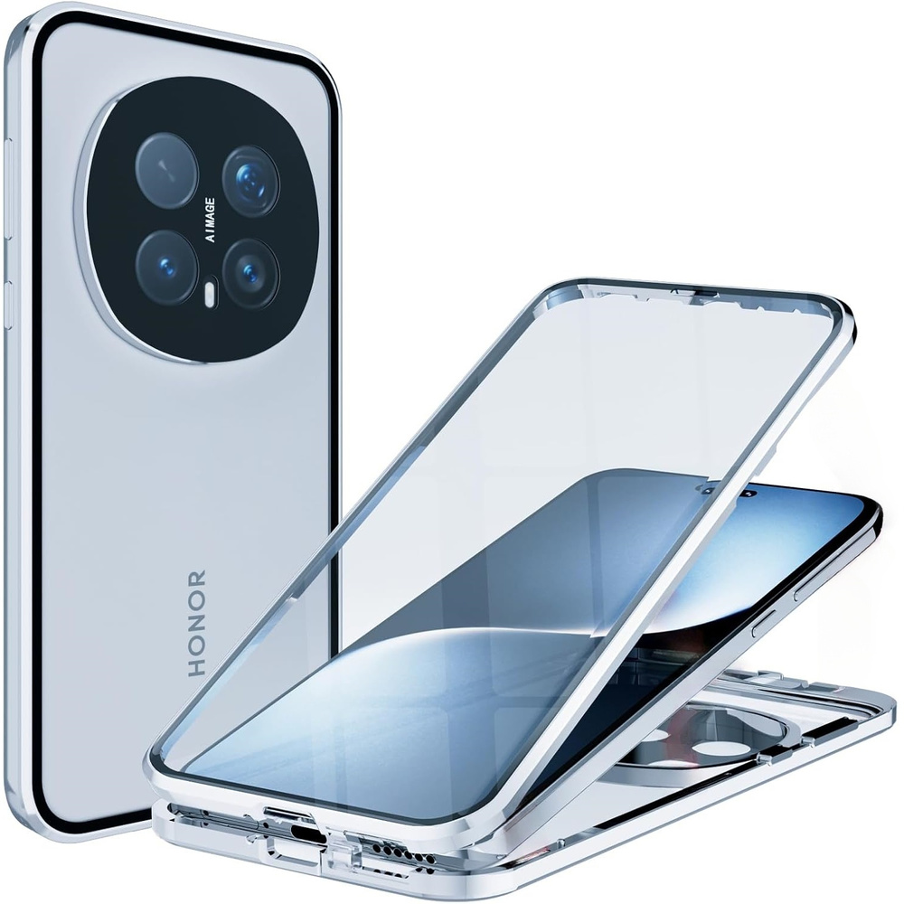 Schutzhülle Für Honor Magic 8 Pro, Magnetisches Dualglas, Silber