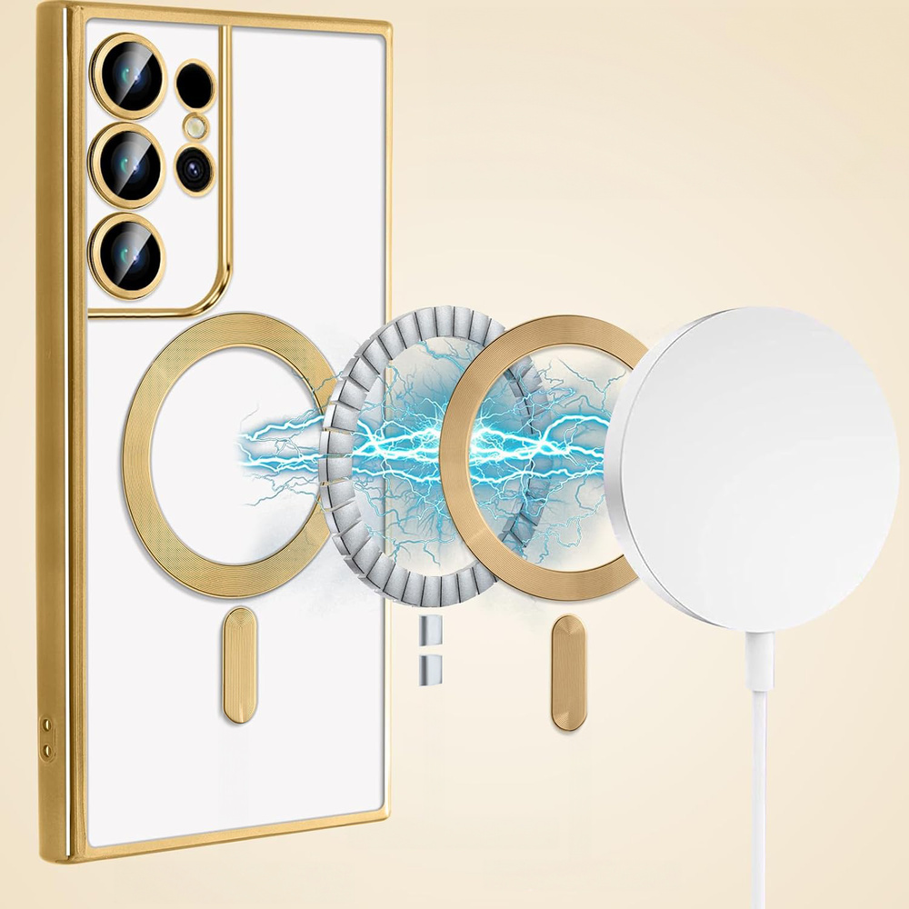 Schutzhülle Für Samsung Galaxy S24 Ultra, Electro Magsafe, Gold + Trageband