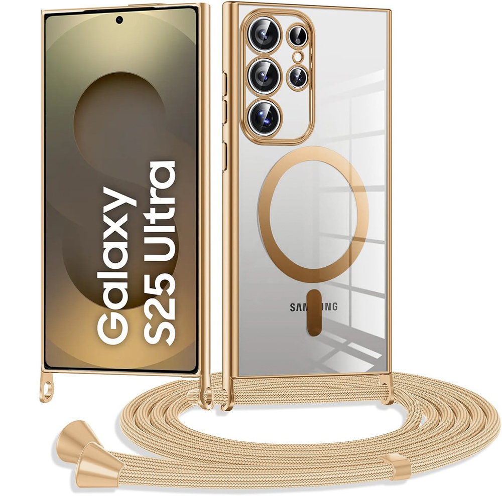 Schutzhülle Für Samsung Galaxy S25 Ultra, Electro Magsafe, Gold + Trageband