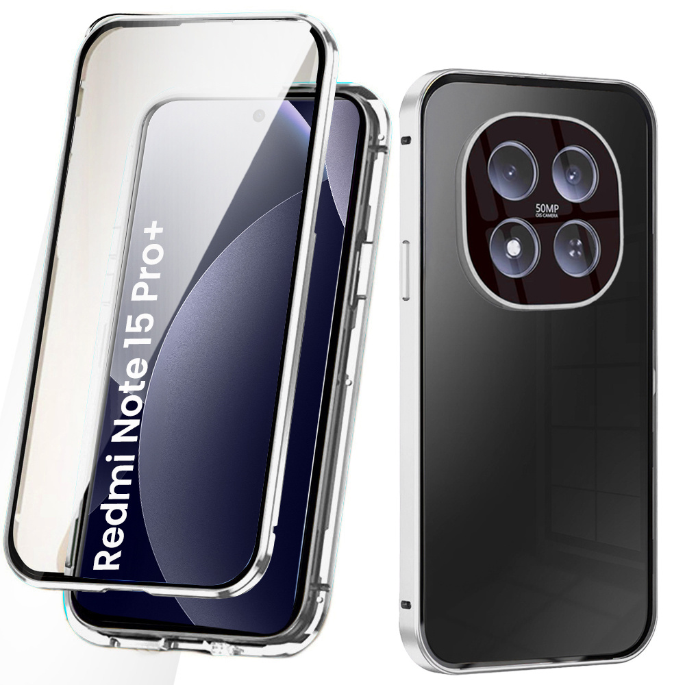 Schutzhülle Für Xiaomi Redmi Note 15 Pro Plus 5g / Poco M8 Pro 5g, Magnetisches Dualglas, Silber