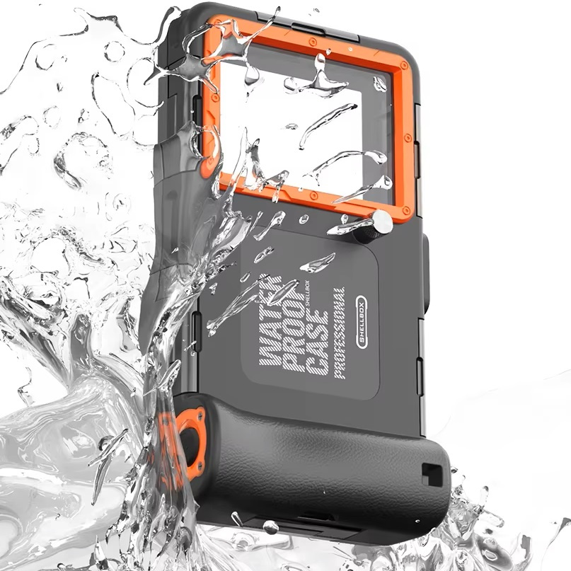 Ipx8 Shellbox 2. Generation I Wasserdichte Handyhülle, Universell, Schwarz/orange