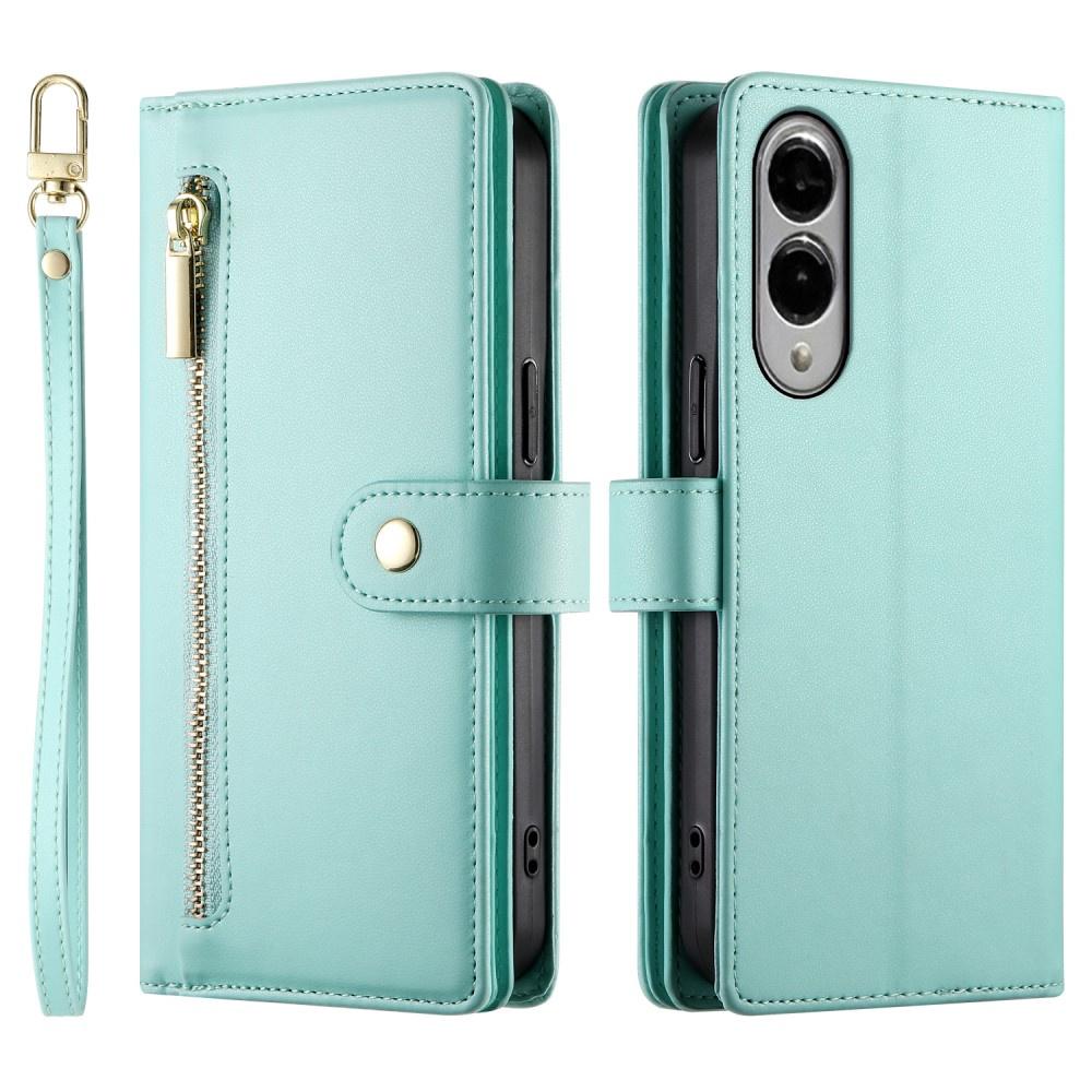 Samsung Galaxy S25 Edge Klapphülle, Brieftaschenfach Mit Reißverschluss, Mint