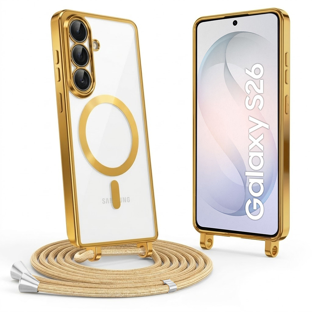 Schutzhülle Für Samsung Galaxy S26, Electro Magsafe, Gold + Trageband