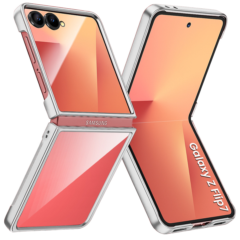 Samsung Galaxy Z Flip7 Hülle Mit Glänzender Oberfläche – Silber