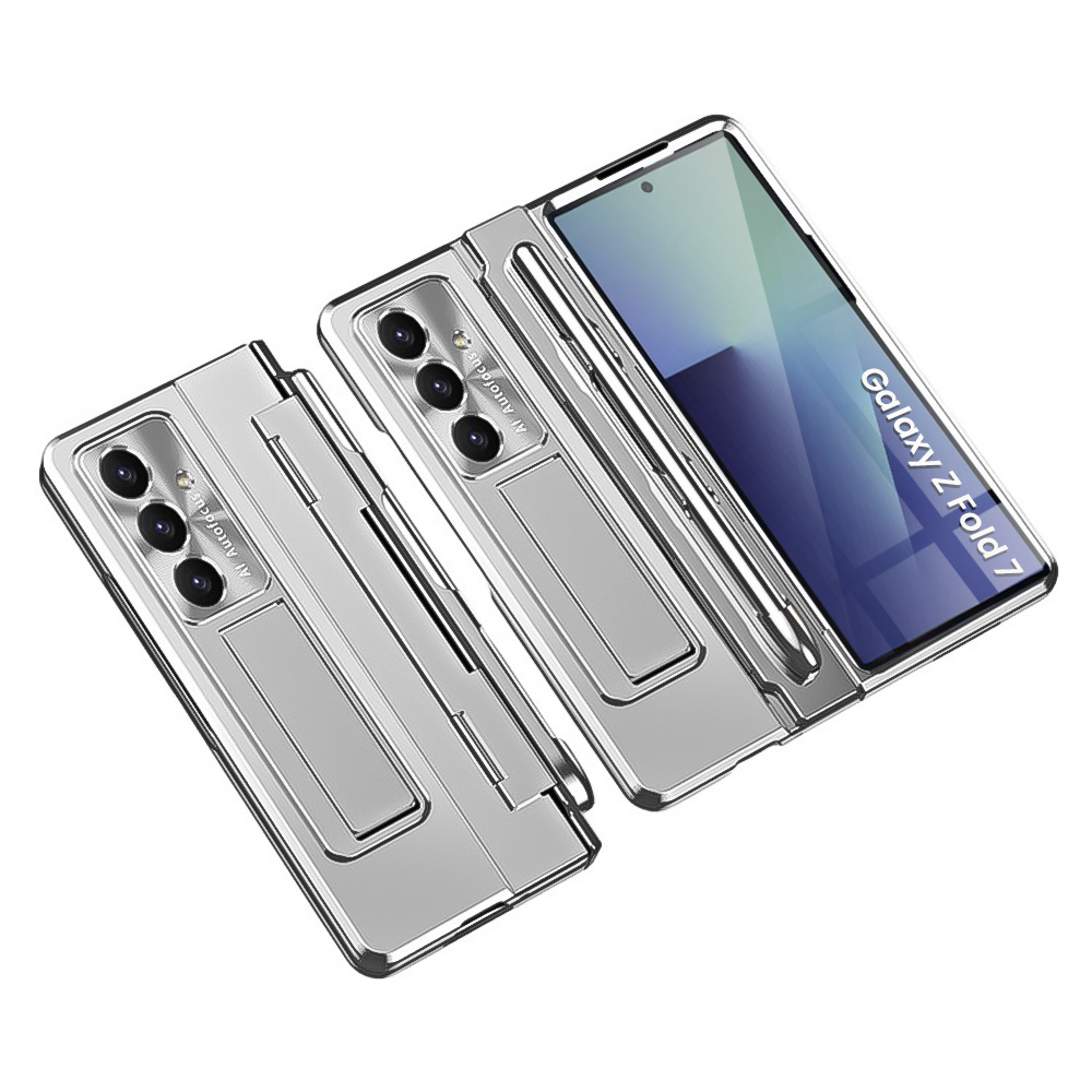 Samsung Galaxy Z Fold7 5g Schutzhülle Mit Scharnierschutz, Glas Und Stift – Silber