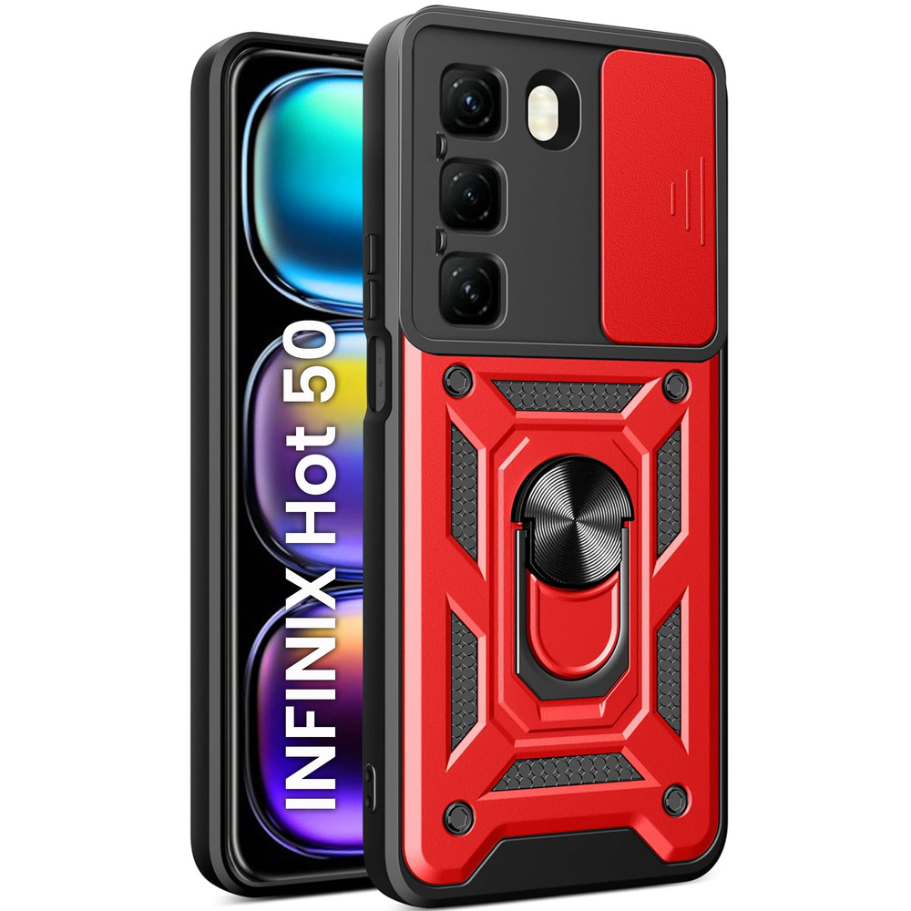 Gepanzerte Schutzhülle Für Infinix Hot 50 4g, Camshield Slide, Rot