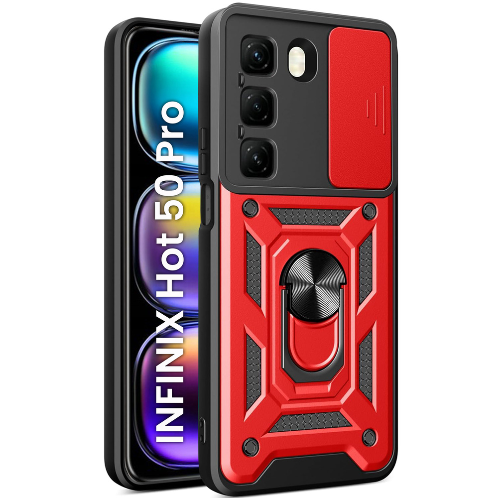 Gepanzerte Schutzhülle Für Infinix Hot 50 Pro 4g, Camshield Slide, Rot