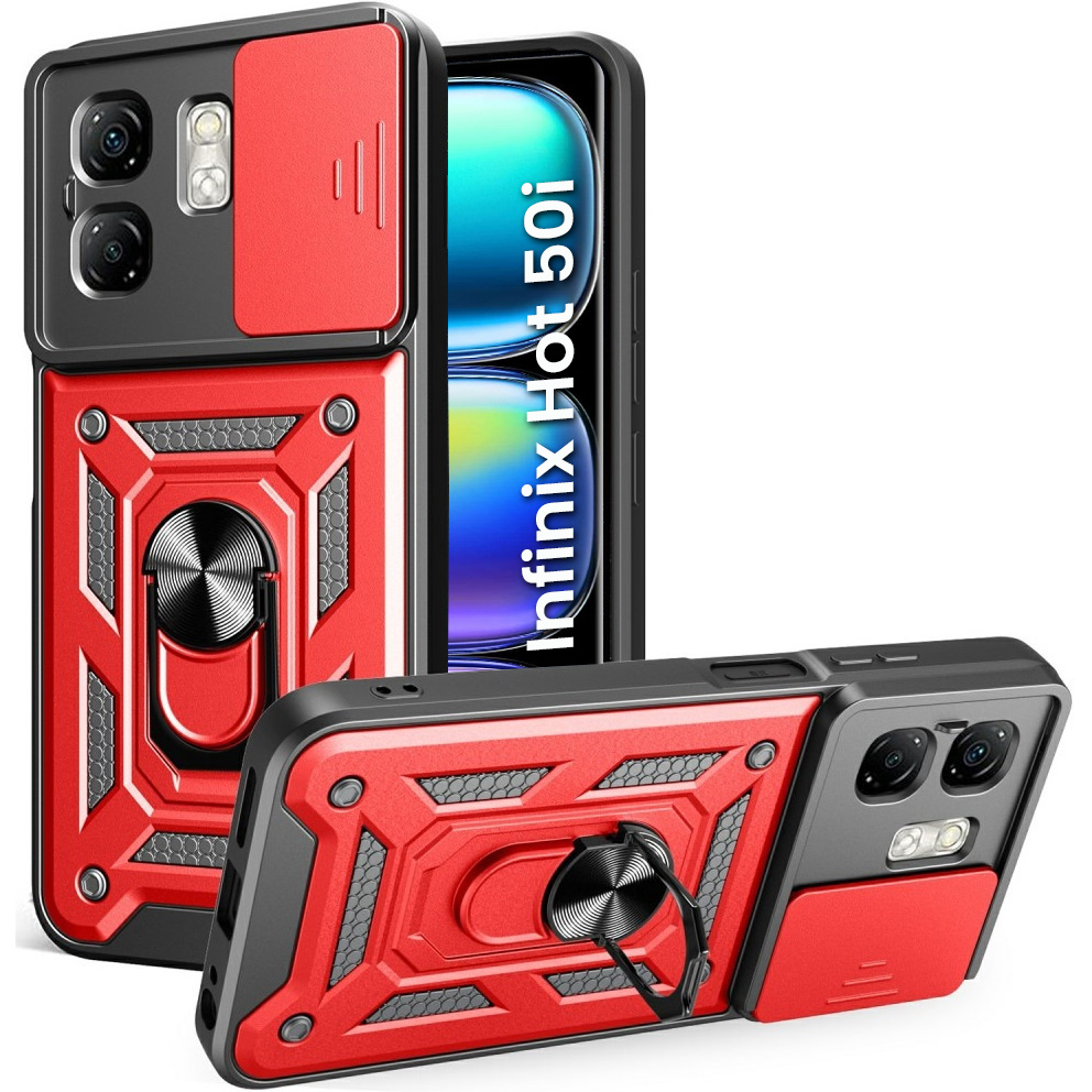 Gepanzerte Schutzhülle Für Infinix Hot 50i 4g, Camshield Slide, Rot