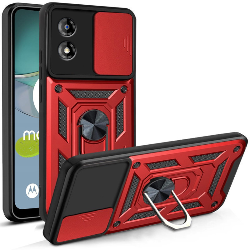 Gepanzerte Schutzhülle Für Motorola Moto E13, Camshield Slide, Rot