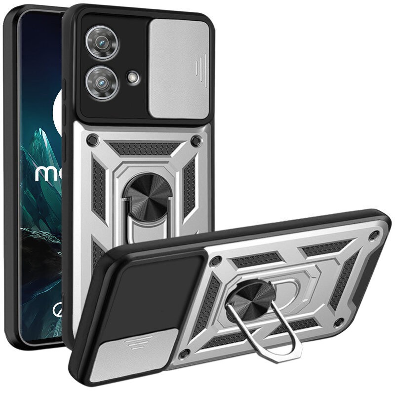 Gepanzerte Schutzhülle Für Motorola Edge 40 Neo, Camshield Slide, Silber