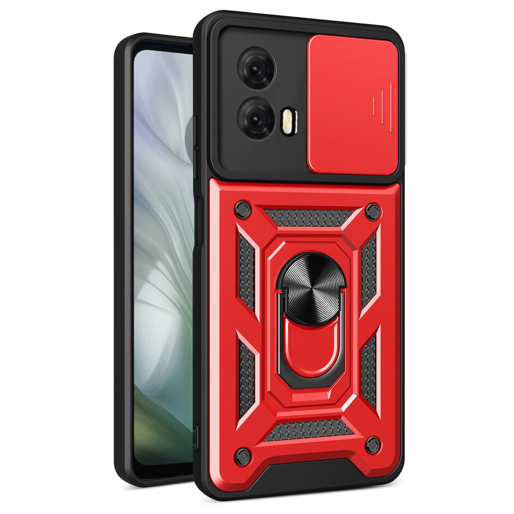 Gepanzerte Schutzhülle Für Motorola Moto E14, Camshield Slide, Rot