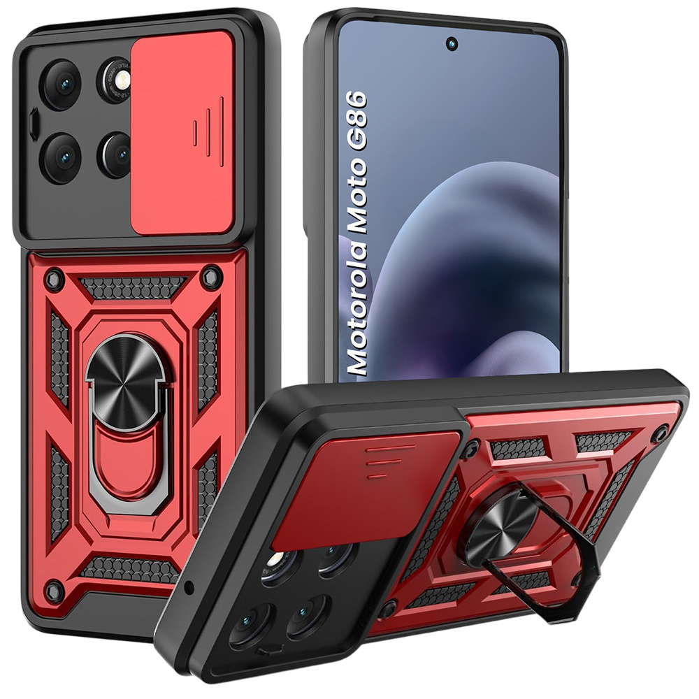 Gepanzerte Schutzhülle Für Motorola Moto G86 5g, Camshield Slide, Rot