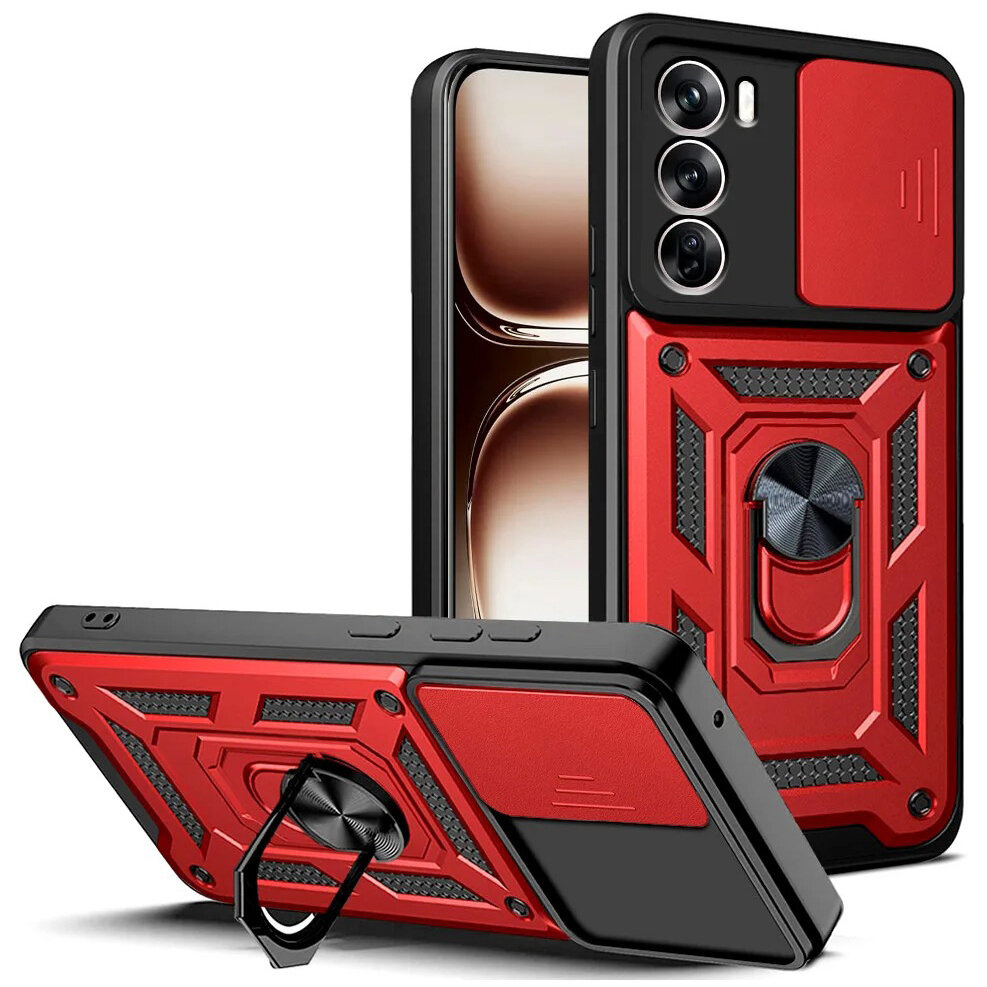 Gepanzerte Schutzhülle Für Oppo Reno 12 Pro, Camshield Slide, Rot
