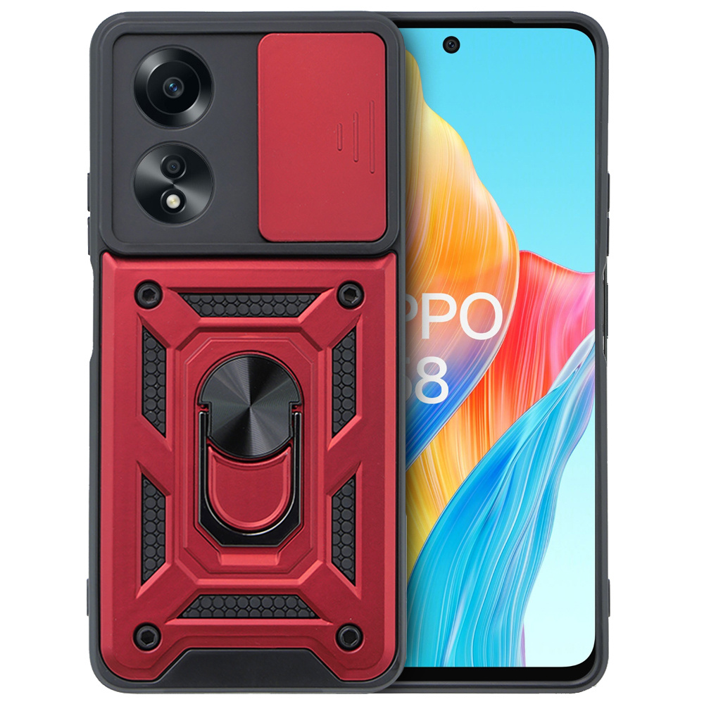 Gepanzerte Schutzhülle Für Oppo A58 4g, Camshield Slide, Rot