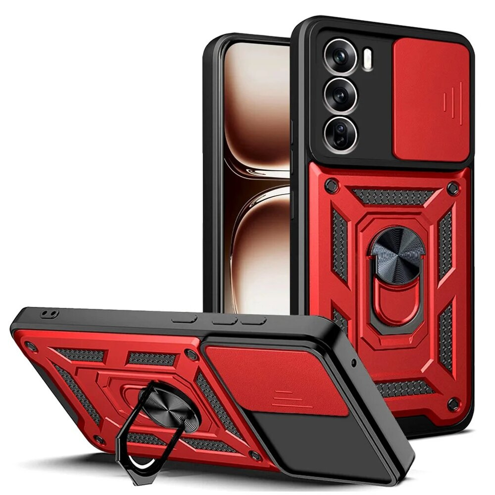 Gepanzertes Gehäuse Für Oppo Reno 12, Camshield Slide, Rot