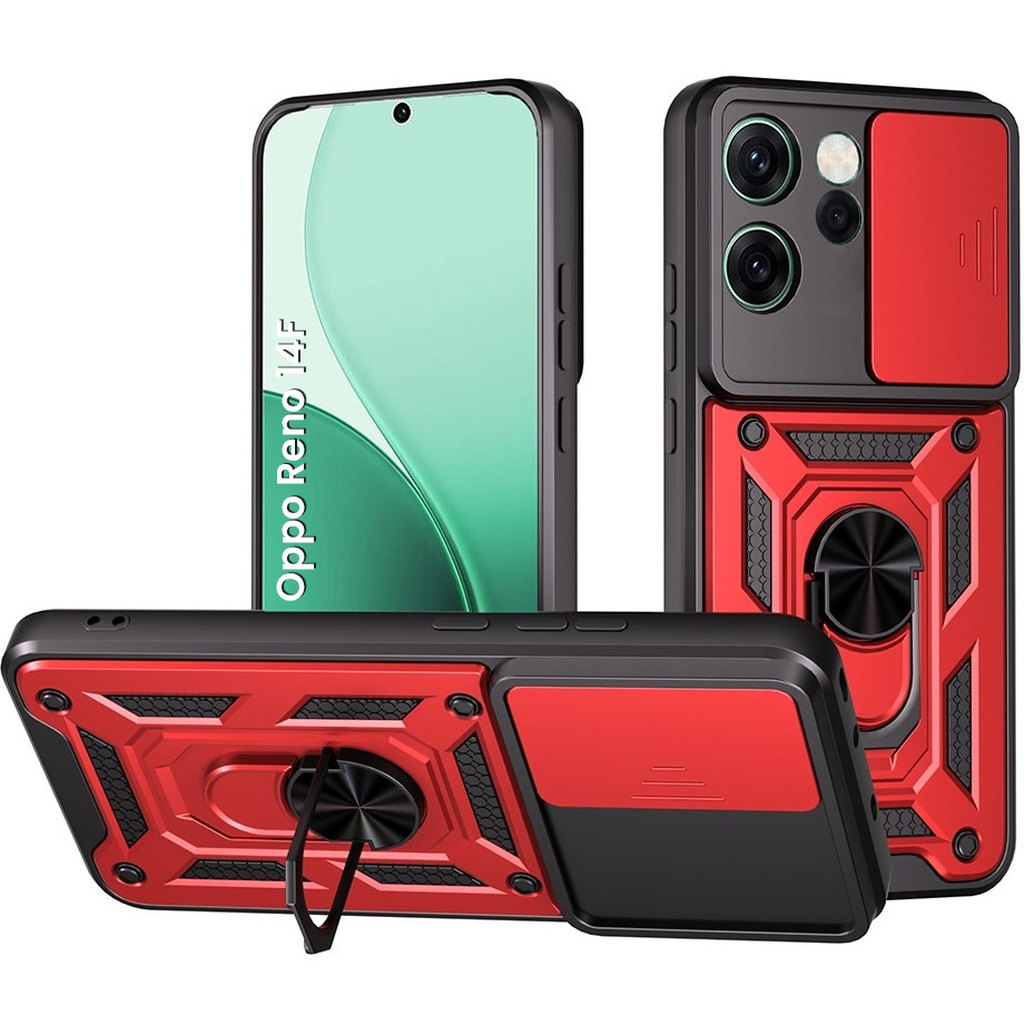 Gepanzerte Schutzhülle Für Oppo Reno 14 F / 14 Fs, Camshield Slide, Rot