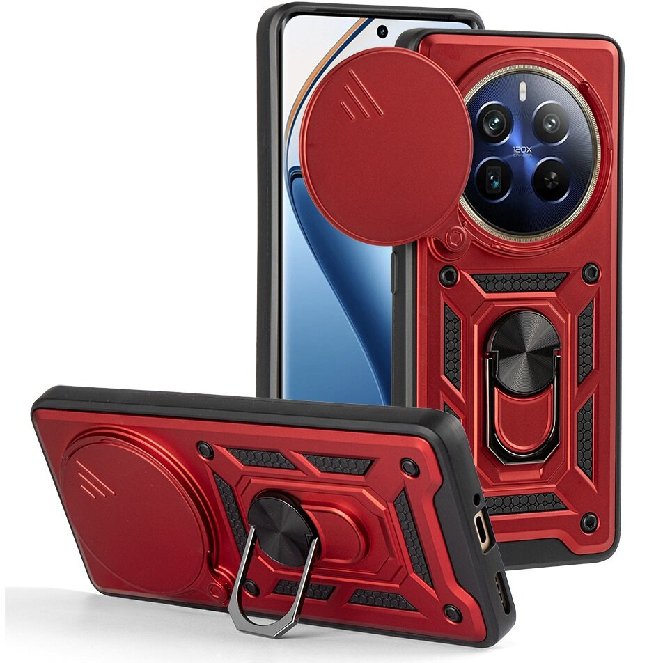 Gepanzerte Schutzhülle Für Realme 12 Pro 5g / 12 Pro+ 5g, Camshield Slide, Rot