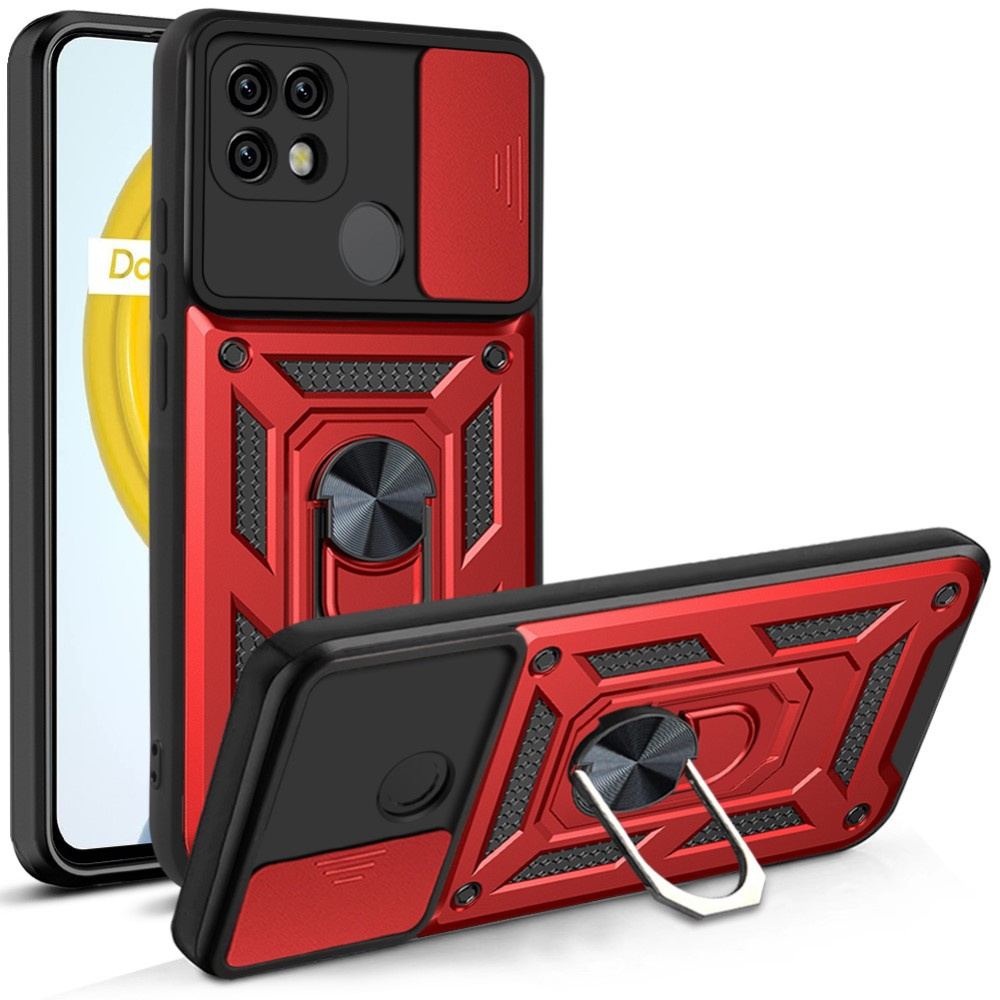Gepanzertes Gehäuse Für Realme C21, Camshield Slide, Rot