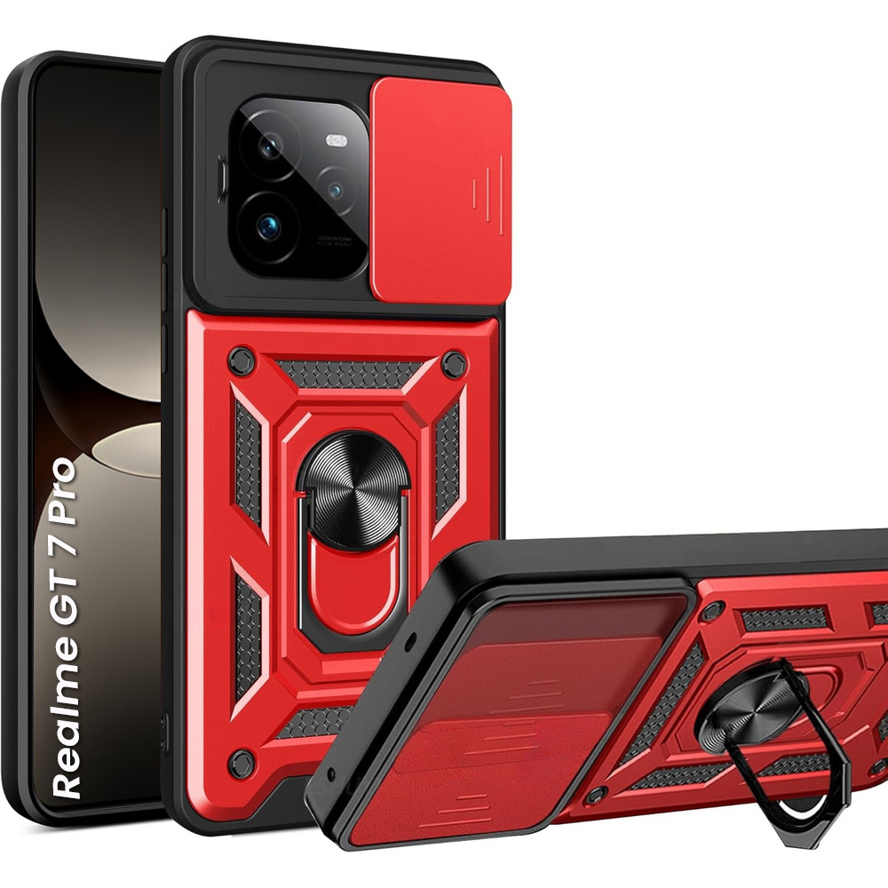 Realme Gt 7 Pro Schutzhülle, Camshield-schieber, Rot