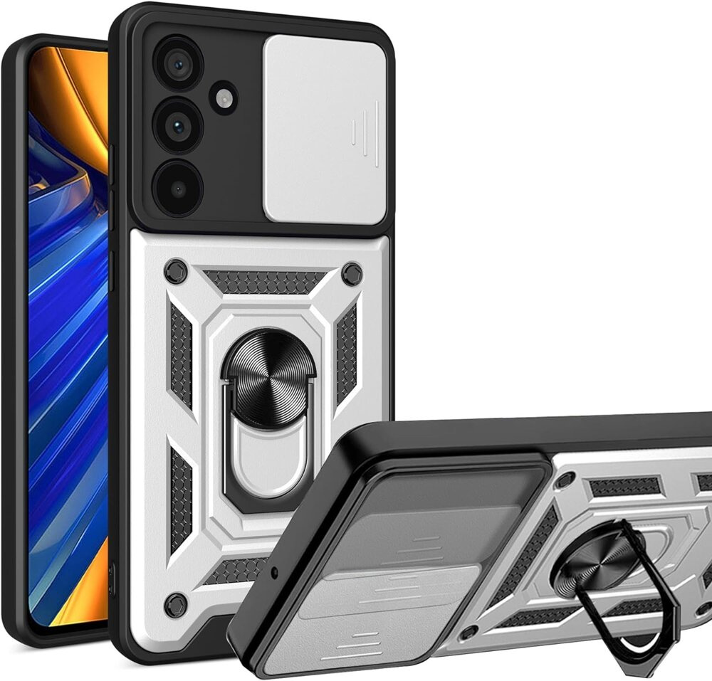 Gepanzerte Schutzhülle Für Samsung Galaxy M55 5g, Camshield Slide, Silber
