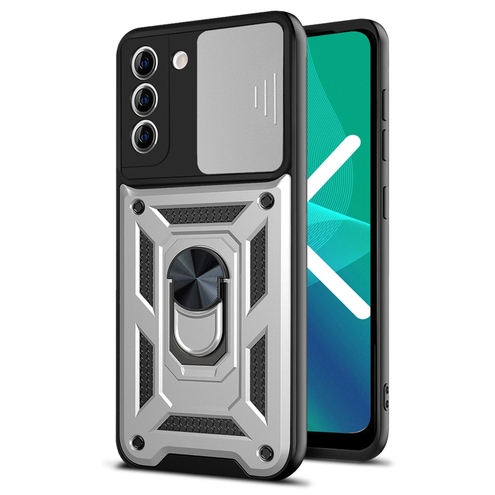 Gepanzerte Schutzhülle Für Samsung Galaxy S21 Fe, Camshield Slide, Silber
