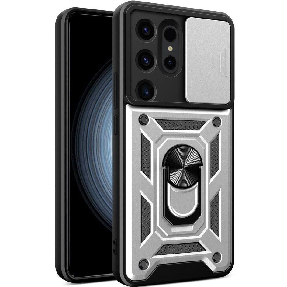 Gepanzerte Schutzhülle Für Samsung Galaxy S24 Ultra, Camshield Slide, Silber