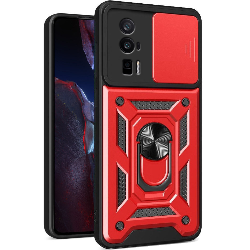 Schutzhülle Mit Schutzfunktion Für Xiaomi Poco F5 Pro, Camshield Slide, Rot