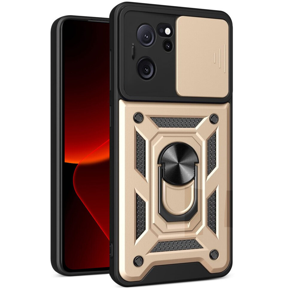 Gepanzerte Schutzhülle Für Xiaomi 13t / 13t Pro, Camshield Slide, Gold