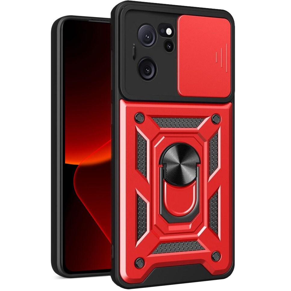Gepanzerte Schutzhülle Für Xiaomi 13t / 13t Pro, Camshield Slide, Rot