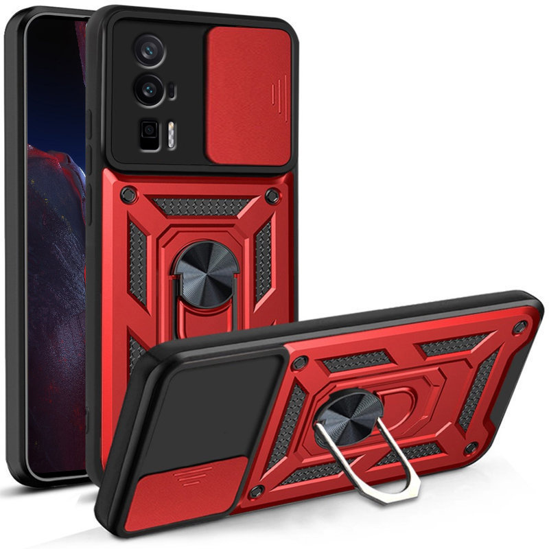Schutzhüllenset Für Xiaomi Poco F5 Pro, Nox Kamera-slider, Rot + Glas
