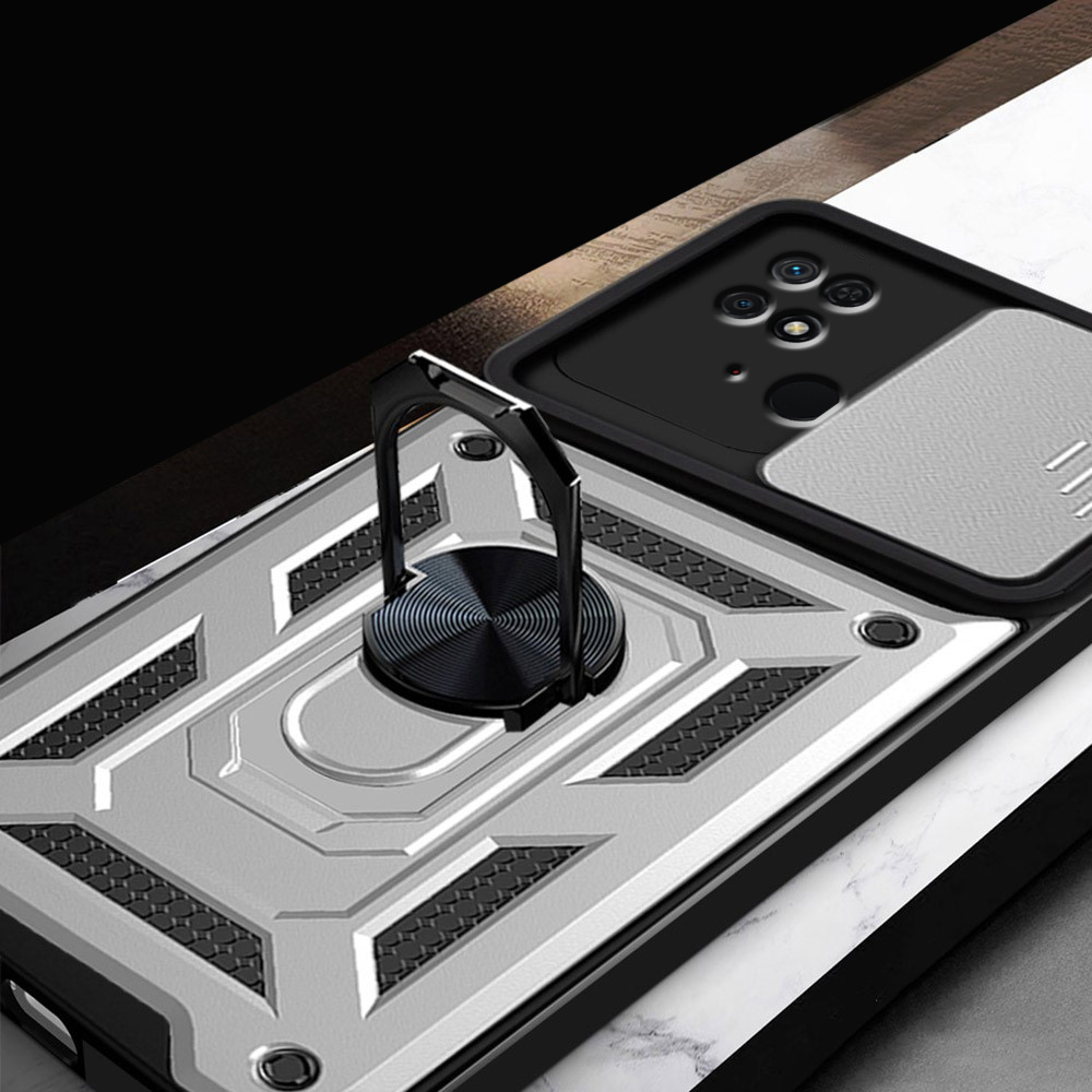 Schutzhülle Mit Schutzfunktion Für Xiaomi Redmi 10c, Camshield Slide, Silber
