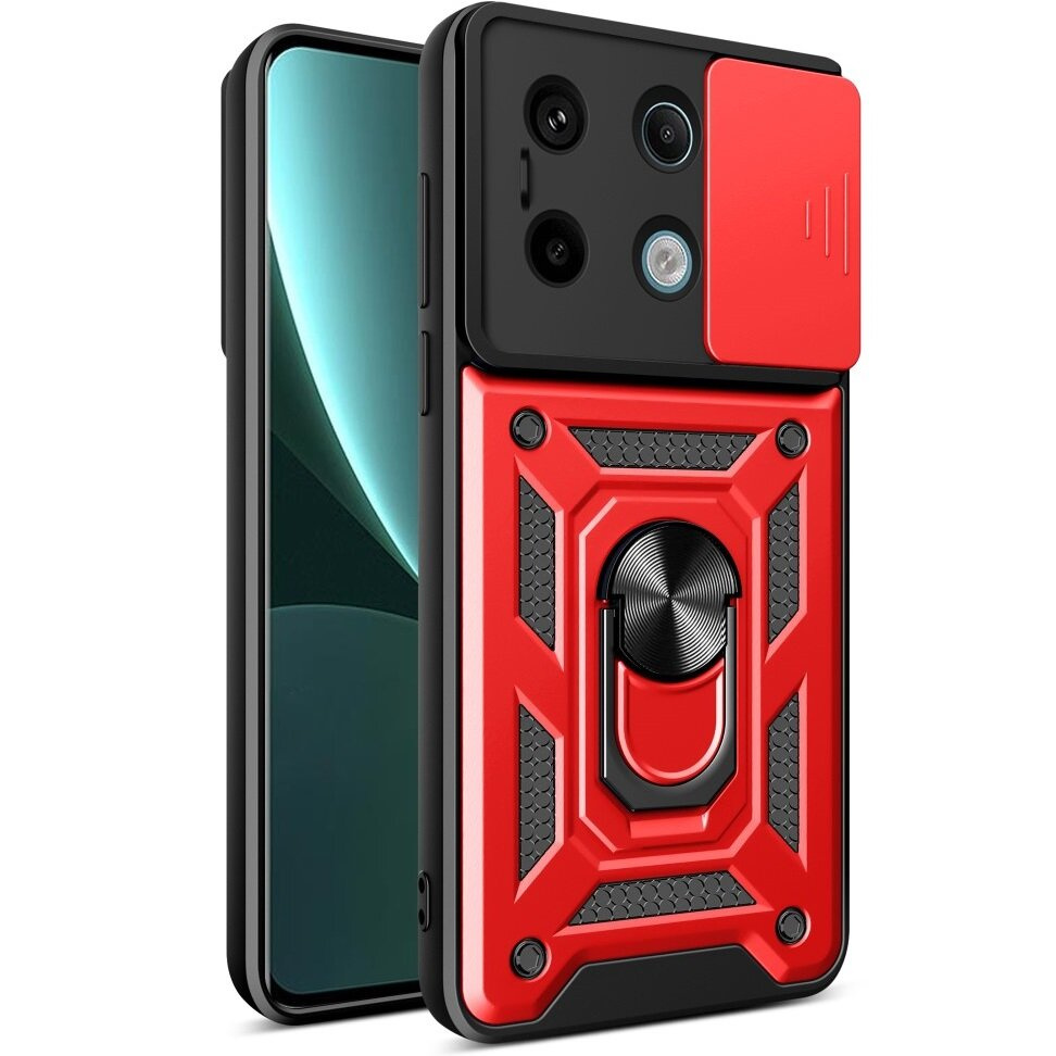 Schutzhülle Mit Schutzfunktion Für Xiaomi Redmi Note 13 Pro 5g, Camshield Slide, Rot
