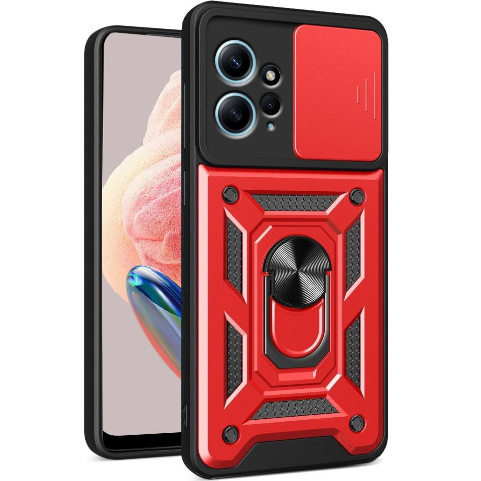 Schutzhülle Mit Schutzfunktion Für Xiaomi Redmi Note 12 4g, Camshield Slide, Rot