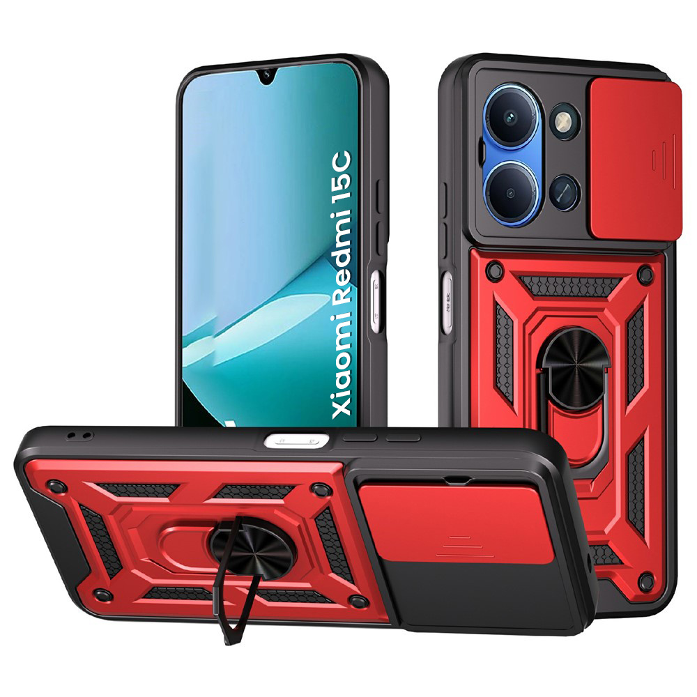 Schutzhülle Mit Schutzfunktion Für Xiaomi Redmi 15c 4g/lte, Camshield Slide, Rot