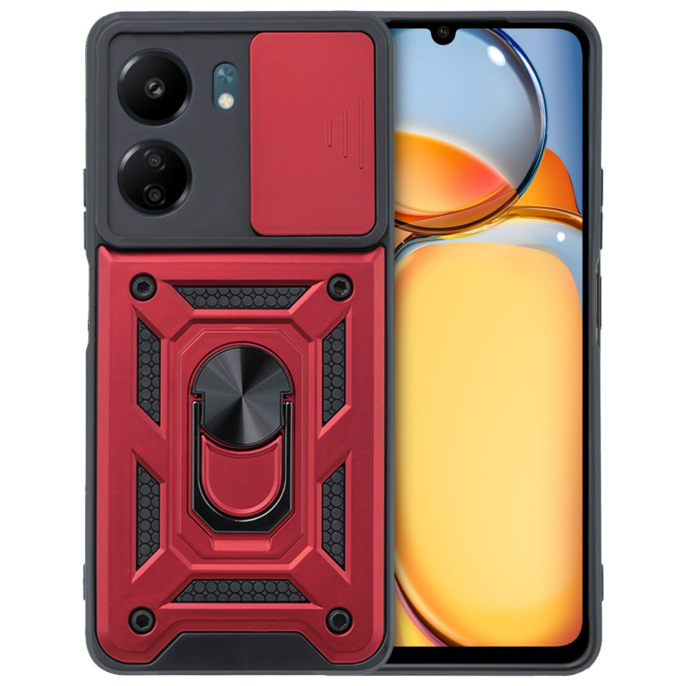 Schutzhülle Mit Schutzfunktion Für Xiaomi Redmi 13c / Poco C65, Camshield Slide, Rot
