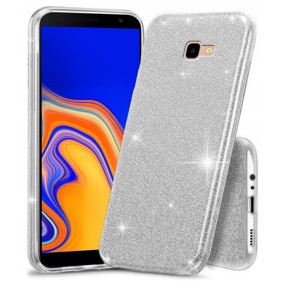 Glitzerhülle Für Samsung Galaxy J4+ Plus, Silber